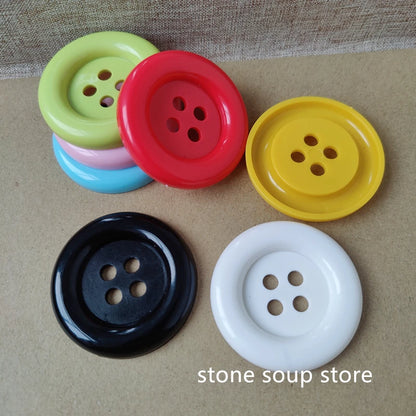 3-10pcs Super big white Buttons 5/6.5/7cm Great circle edge 4 hole nylon Large Buttons Diy decor Clothing Sewing accessories
