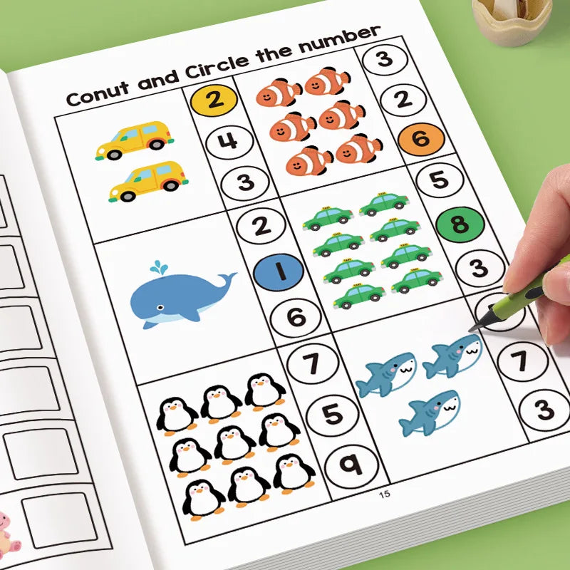 Interactive Preschool Math Workbook with Number Tracing, Addition & Subtraction Worksheets - Early Learning Activities