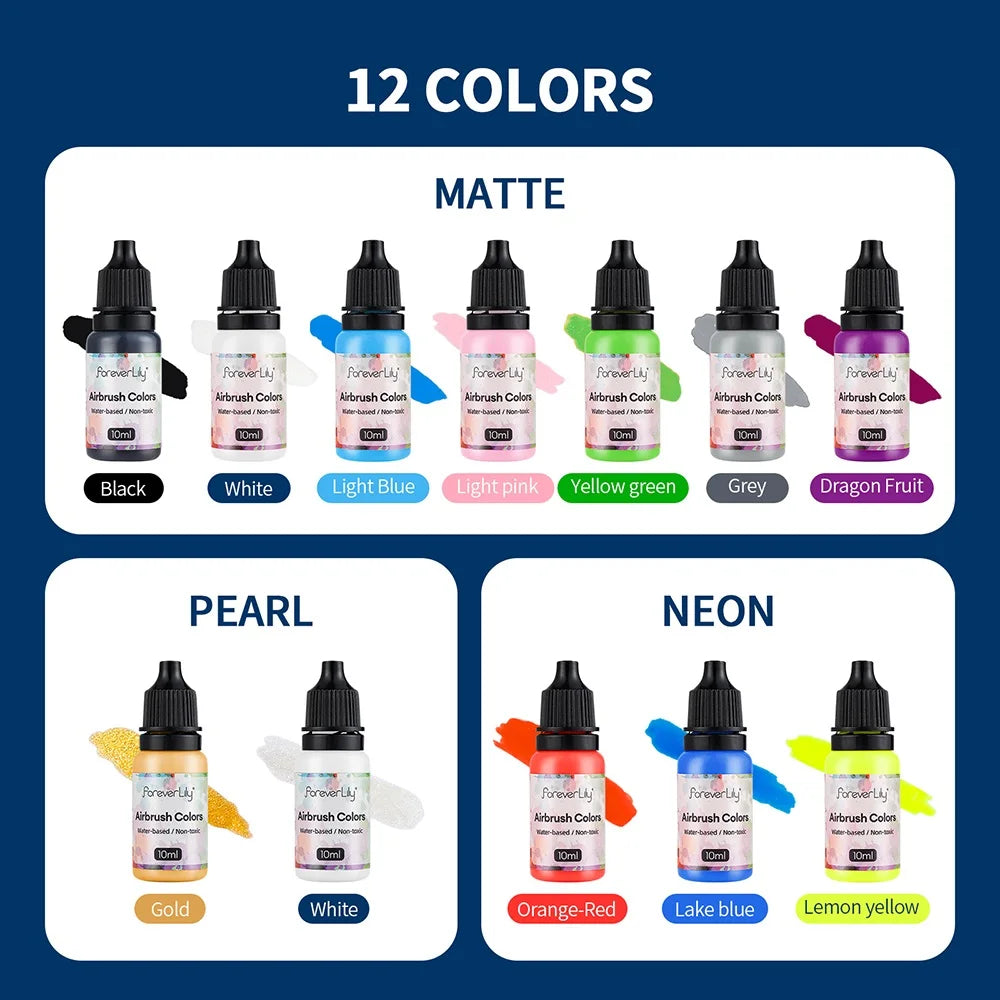 12pcs Nail Polish Paint Airbrush Nail Ink Use For Airbrush Spray Gun Color Painting Stencil Making Hollow Pattern Nail Art To
