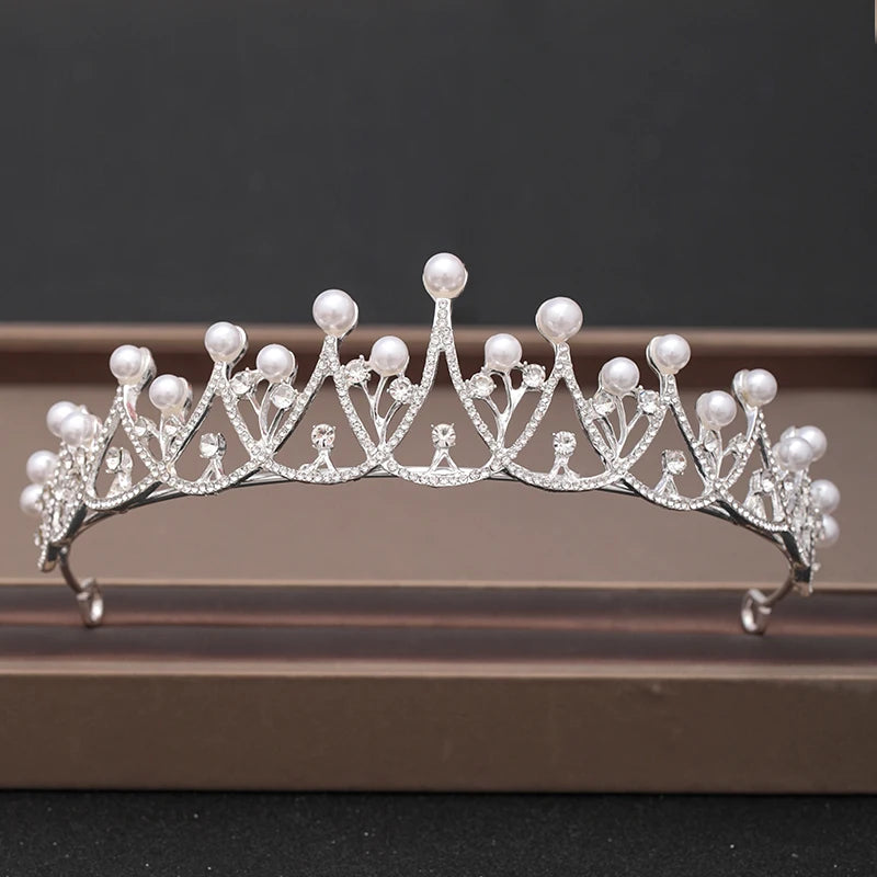 Bridal Baroque Rhinestones Crystal Tiaras Wedding Crown Hair Jewelry for Women Party Crowns Bride Accessory - Silver I