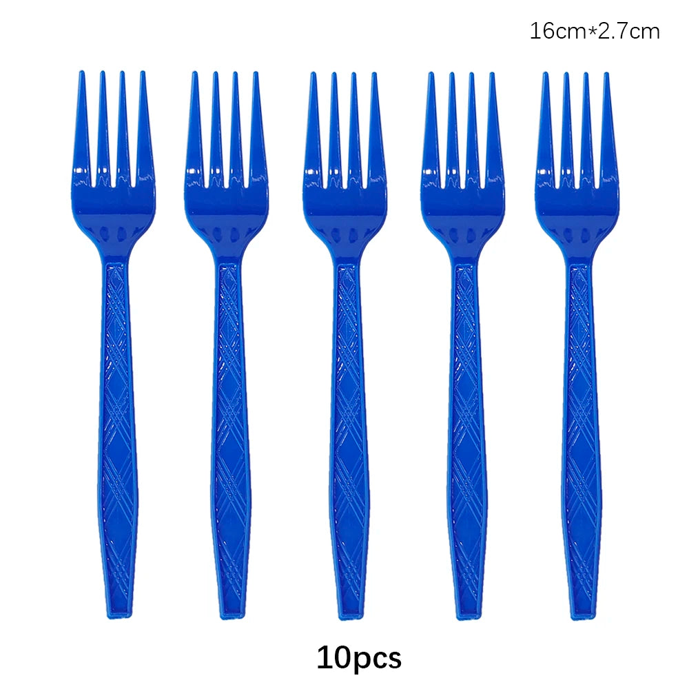 Disposable Knife Fork Spoon Cutlery Set Pink Blue Disposable Tableware Birthday Party Decorations Wedding Baby Shower Supplie