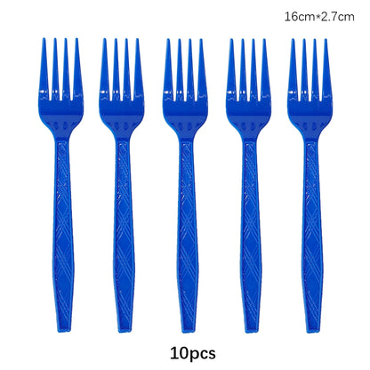 Disposable Knife Fork Spoon Cutlery Set Pink Blue Disposable Tableware Birthday Party Decorations Wedding Baby Shower Supplie