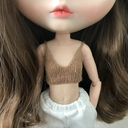 New Arrival Blythe Doll Clothes Sweater Sports Set Vest Shorts Zippered Hoodie Jacket for Blyth OB24 Pullip 1/6 Dolls Outfit 