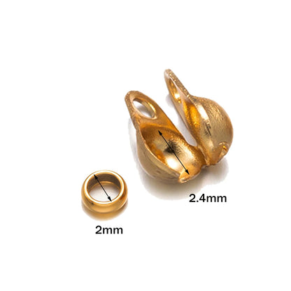 50pcs Stainless Steel Crimp Bead Tips Knot Covers Clamshell Fold-Over Bead Tips with 50pcs End Caps for Jewelry Making Craft 