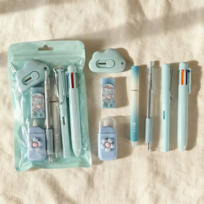 7-In-1 Stationery Set Stdudent Back To School Gel Pen Highlighter Ballpoint Pen Eternal Pencil Correction Tape Eraser Knife S