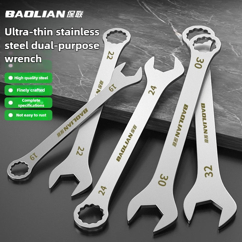3mm Ultra-thin Wrench Large Open-end Wrench Plum Dual-purpose Wrench 4-27MM Cross-border Thin Section Dual-purpose