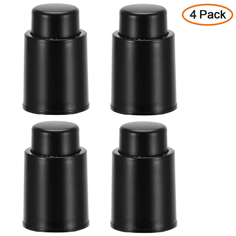 Vacuum Wine Bottle Stopper Sealed Storage Vacuum Memory Wine Stopper Push Style Bar Tools Barware Reusable Wine Cork - 4 pack