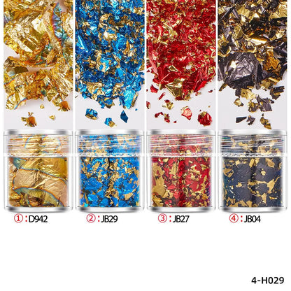 4Bottles/Set Gold Foil Leaf Flake Craft For Epoxy Resin Mold Jewelry Making Decoration Gold Foil Paper Nail Art Glitter Suppl