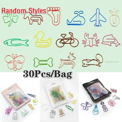 New 30Pcs/bag Colorful Creative Office Supplies Decorative Bookmarks Memo Bookmark Paper Clips Paperclip Bookmarks Random Col