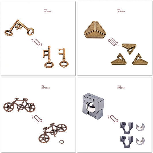 Lock Puzzles Classic IQ Metal Brain Teaser Magic Baffling Puzzles Game Toys For Children Adults Funny Gifts Metal Puzzle