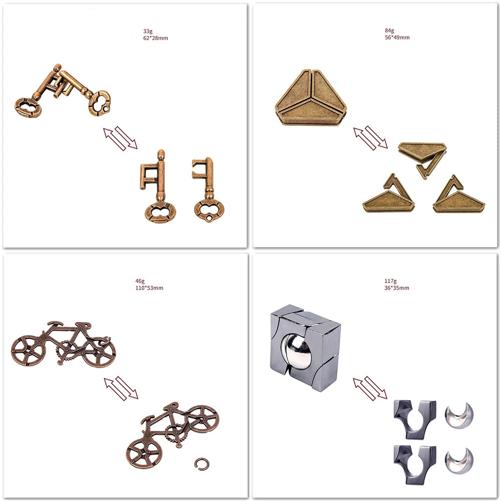 Lock Puzzles Classic IQ Metal Brain Teaser Magic Baffling Puzzles Game Toys For Children Adults Funny Gifts Metal Puzzle