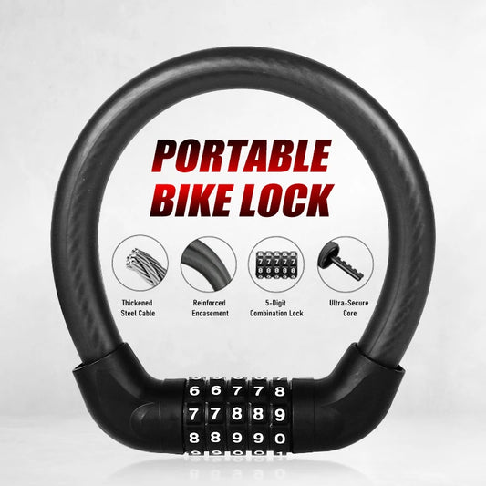 5-Digit Combination Bike Lock - Heavy-Duty Universal Bicycle Lock for Mountain Bike/Scooter/&Motorcycles - Anti-Theft Protect