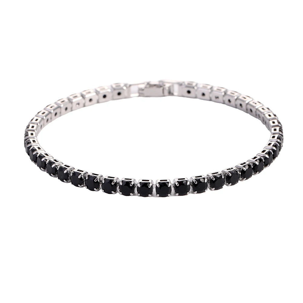 Luxury Hiphop Iced Out 4mm Cubic Zirconia Crystal Tennis Bracelets For Women Men Gold Color Silver Color Bracelet Chain Jewel