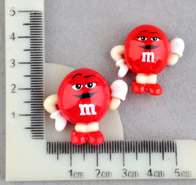 20pcs/lot Kawaii Funny M Beans Flatback Resin Cabochon Scrapbooking Crafts Fit Phone Deco Parts DIY Hair Bows Accessories - 0