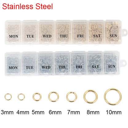 Stainless Steel Lobster Clasps Open Jump Rings Crimp Beads Caps For Diy Bracelet Necklace Supplies Jewelry Making Kit Set Box