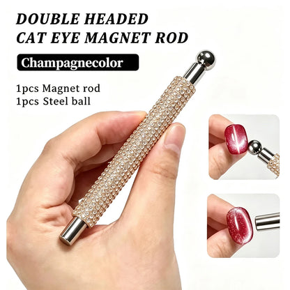 1/2Pcs Nail Cat Eye Magnetic Ball With Nail Magnetic Stick Tool Set Double-head Strong Magnet Pen 3D Cat Eye Gel Nail Supplie