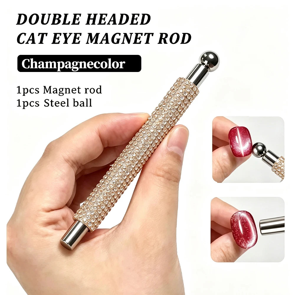 1/2Pcs Nail Cat Eye Magnetic Ball With Nail Magnetic Stick Tool Set Double-head Strong Magnet Pen 3D Cat Eye Gel Nail Supplie