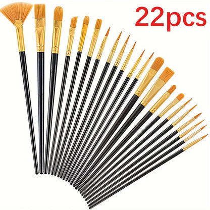 22/12/10 pcs Brush Set Plastic brush for acrylic, watercolor, oil painting for canvas, fabric and paper crafts painting suppl