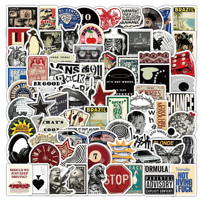 103 Sheets American Vintage Stickers, Retro Aesthetic Decorative Decals for Phone Case Laptop Journal Papery Pop Store