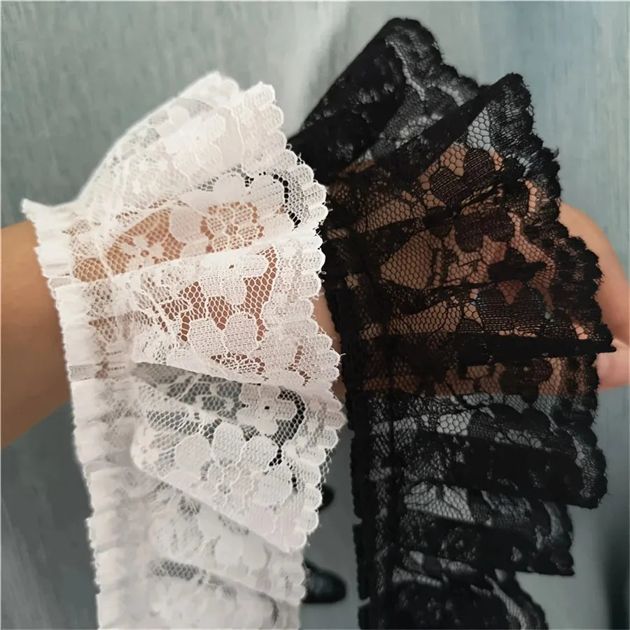 6CM Wide HOT Embroidery White Black 3D Flower Lace FabricTrim Ribbon DIY Sewing Applique Collar Dress Wedding Guipure Decor 1