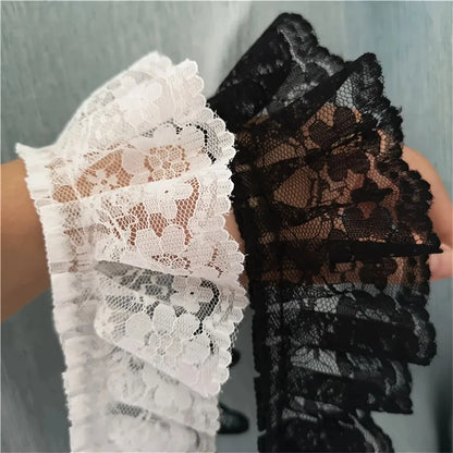 6CM Wide HOT Embroidery White Black 3D Flower Lace FabricTrim Ribbon DIY Sewing Applique Collar Dress Wedding Guipure Decor 1