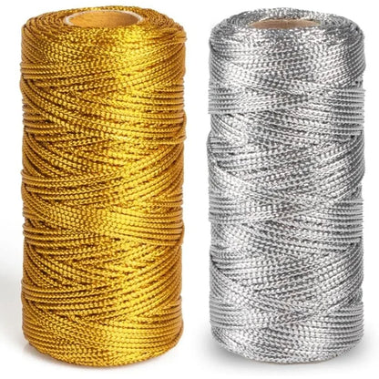 1.5mm 100M Gold Silver Macrame Cord Rope String for Sewing DIY Rope 100M Macrame Rope String for Sewing and Crafts Thread Twi