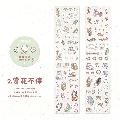 Kitten Synthetic Paper Flash Film Die Cutting Tape Cartoon Cute Children Gooka Decorative Sticker