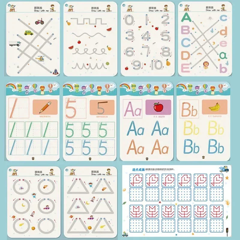 Magical Tracing Workbook Educational Montessori Books for Children Pen Control Training Reusable Calligraphy Copybook for Kid