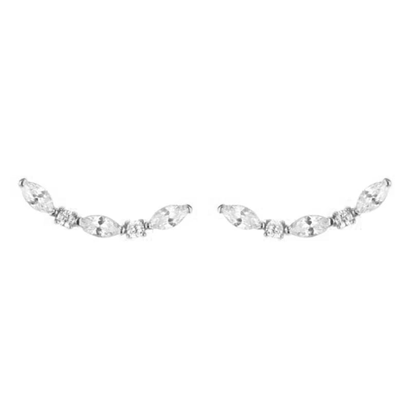 2021 gold-plated Ear Jackets Climbers Clip Earrings For Women CZ Zircon Stud Earring Earcuffs Men Jewelry - Silver F