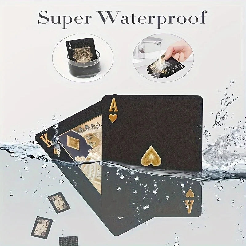 Cool Black Gold Waterproof Playing Cards, a Deck of Playing Cards Containing Christmas, Halloween, Thanksgiving Gifts, Game G