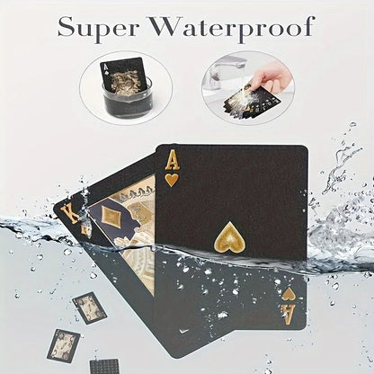 Cool Black Gold Waterproof Playing Cards, a Deck of Playing Cards Containing Christmas, Halloween, Thanksgiving Gifts, Game G