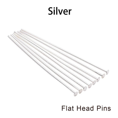 100-200Pcs/Lot 10-70mm Heads Eye Flat Head Pin Gold Plated Ball Head Pins for Jewelry Findings Making Accessories Supplies