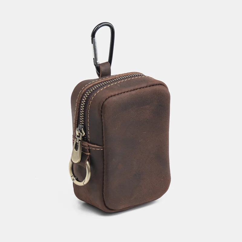 WERLLANDS Vintage Distressed PU Leather Hook Design Multi-Color Key Coin Pouch