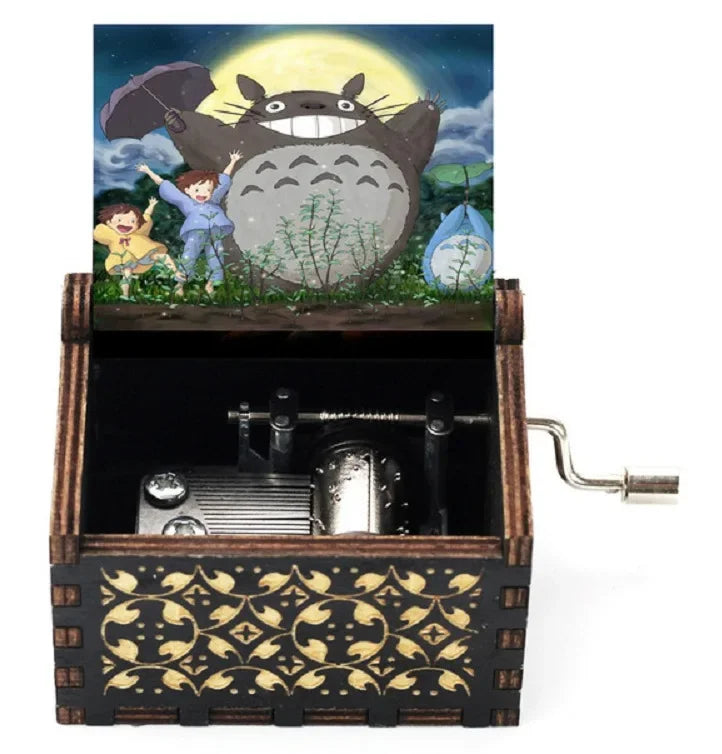 2025 HOT NEW GOOD toy Wooden painted music box, Totoro music gift, ornament, light luxury wooden hand cranked music box - I