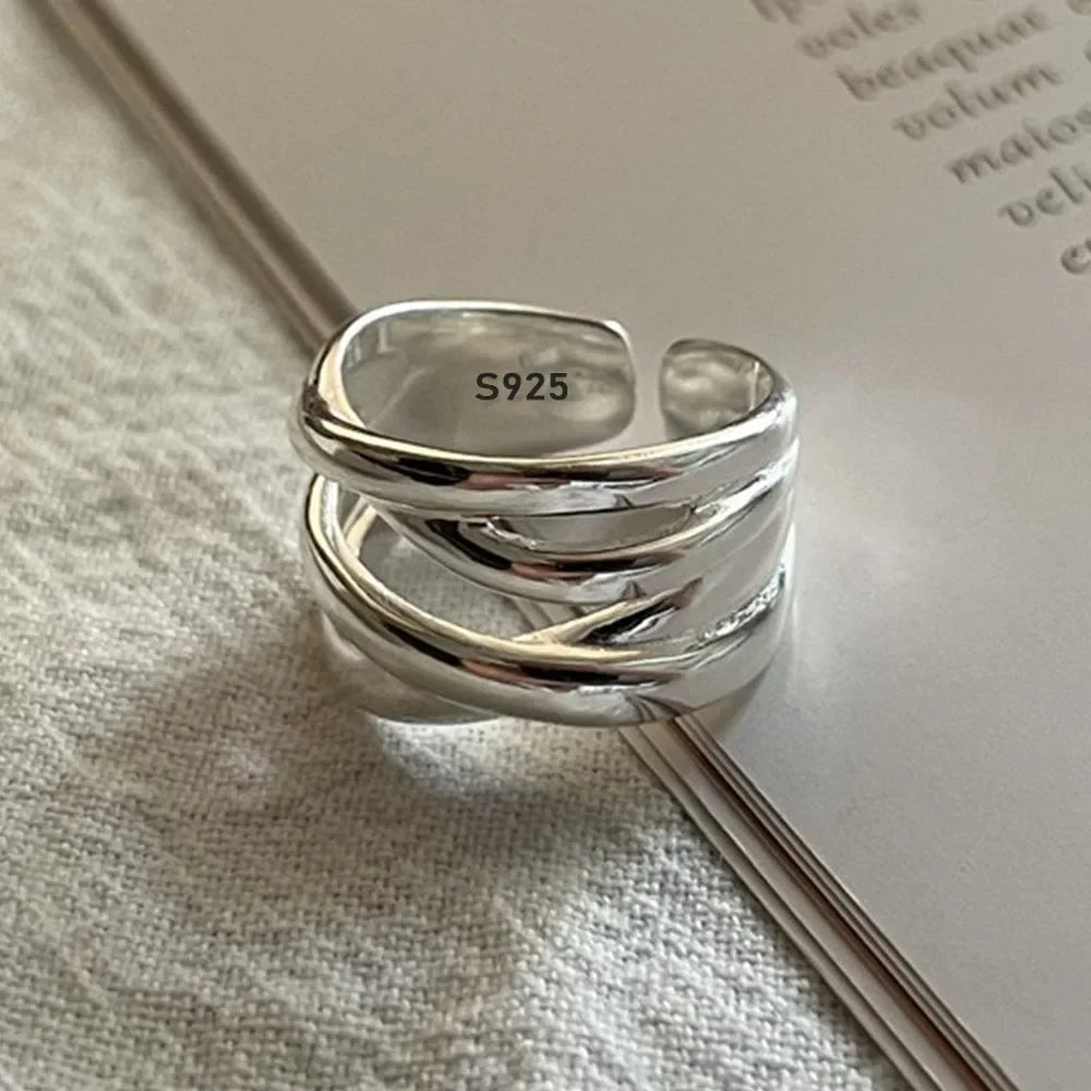 925 Sterling Silver Rings for Women Men Couple Minimalist Handmade Simple Interware Ring Party Jewelry Gift Prevent Allergy -