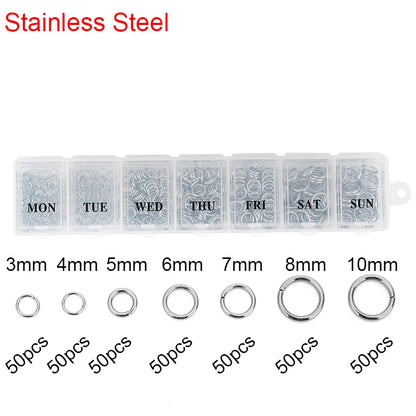 Stainless Steel Lobster Clasps Open Jump Rings Crimp Beads Caps For Diy Bracelet Necklace Supplies Jewelry Making Kit Set Box