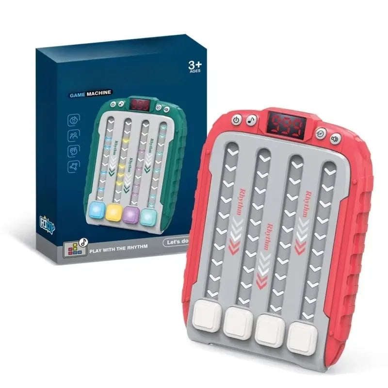 Electronic Music Puzzle Game Machine Montessori Pockets Travel Toy Light Up Educationa Sensory Fast Push Table Game - Red