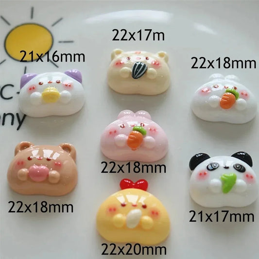 10PCS Shiny Feeding Animals Series Miniature Flat Back Resin Cabochons For Hairpin Scrapbooking DIY Home Decor Craft Accessor