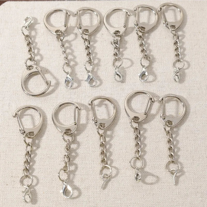 C Shaped Clasps Key Ring Lobster Clasp Keychains Connector Hook For DIY Jewelry Making Finding Key Chain Accessories