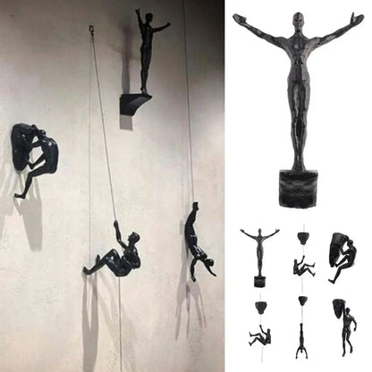 Climbing Athlete Man Art Sports Wall Hanging Ornaments Home Figures Miniatures Rock Climbing Man Resin Sculptures Statue ﻿
