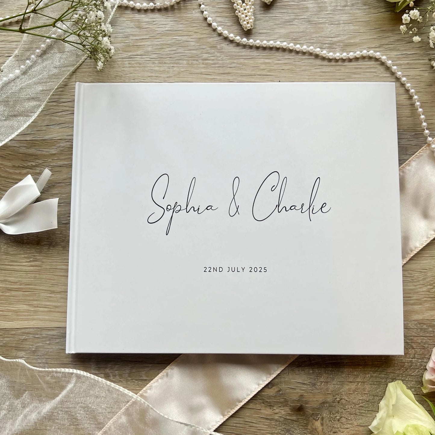 Personalized Wedding Guest Book For Engagement Bachelorette Party Birthday Bridal Shower Keepsake Book Horizontal Signature B