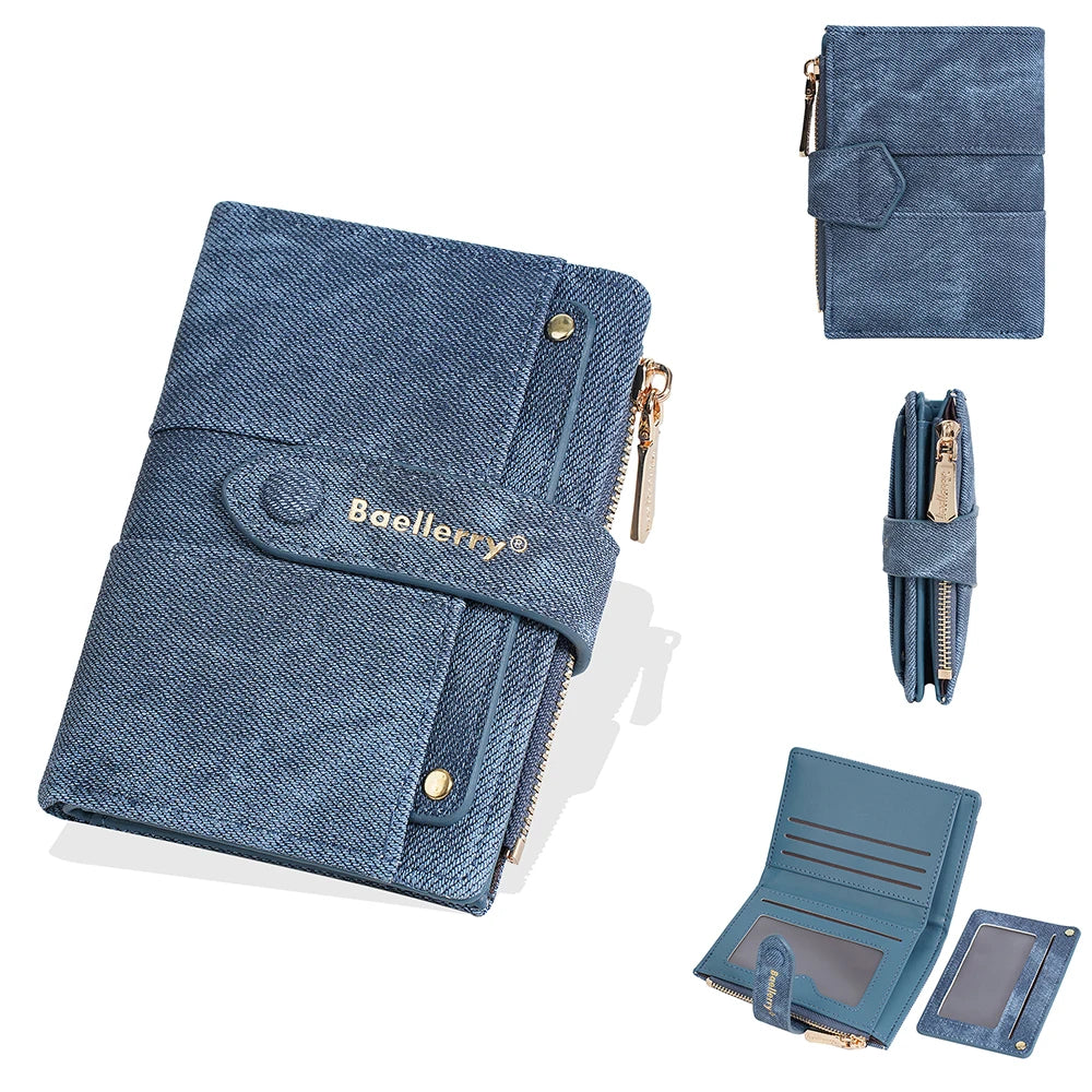 Baellerry New Fashion Women Short Wallets Zipper Coin Bags Top Quality Female Purse Coin Pocket Women's Detachable Card Clip 