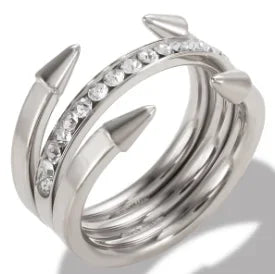 Personality Round Beads Ring Band Small Clear Crystal Zircon Waterproof Stainless Steel Rings Simple Granular Fine Jewelry - 