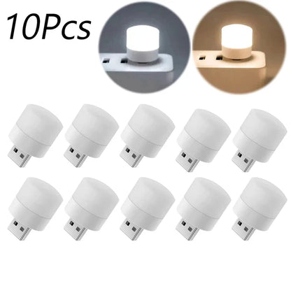 10/1PCS USB Night Light Mini LED Night Light USB Plug Lamp Power Bank Charging USB Book Lights Round Reading Eye Protection L