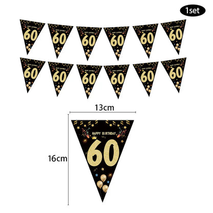 30th 40th 50th 60th birthday decorations Number Balloons Birthday Hanging Banner Flags for Adult 30th Anniversary Supplies - 