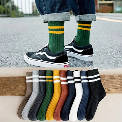 5 Pairs Of Men's Socks, Autumn And Winter Vintage Fun Fashion Athletic Socks, Sports Trend Socks - Mixed Color 5 Pairs C