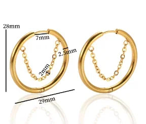 Shiny Zircon Hoop Earrings for Women Trendy Golden Stainless Steel Circle Earring Jewelry Pendientes - D19