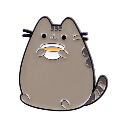 Cute Grey Fat Cat Enamel Pin Metal Cartoon Brooch Backpack Hat Bag Collar Lapel Badges Men Women Fashion Jewelry Collection G