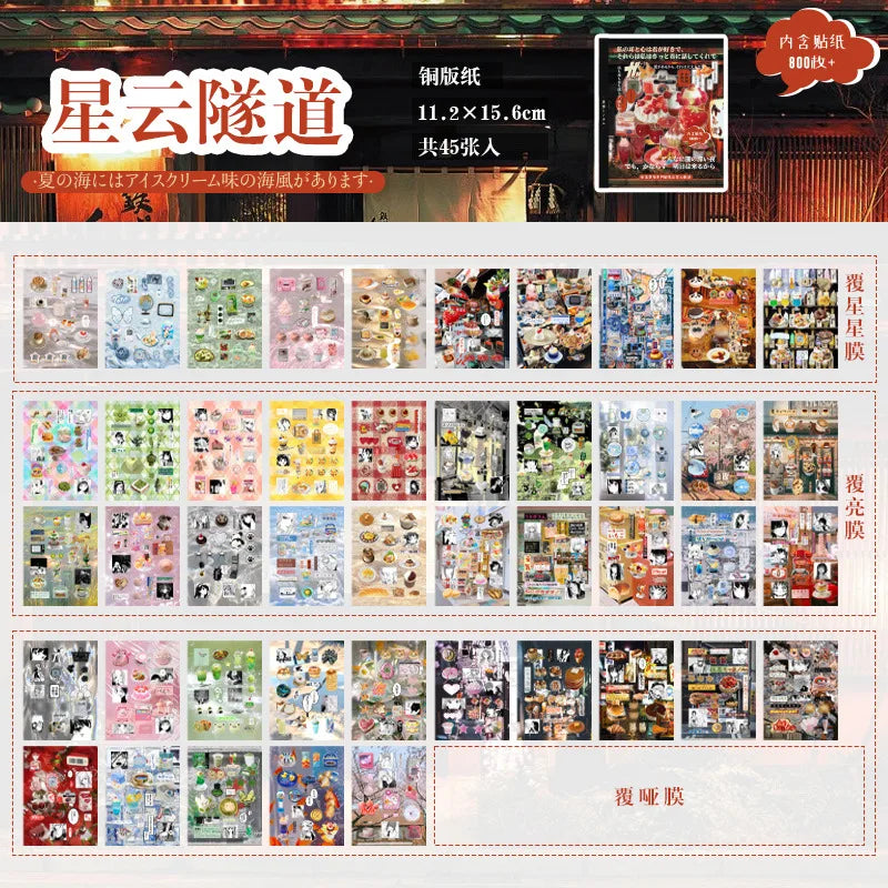 JIAMEI 45 pcs INS styles daily DIY sticker cartoon collage decorative paper Scrapbooking Material handmade Junk Journal - B