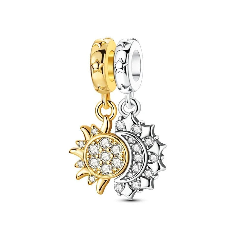 925 Sterling Silver Charms Fit Original Bracelets Star Moon Sun Spaceman Pendant Beads DIY Women Necklaces Jewelry - 38